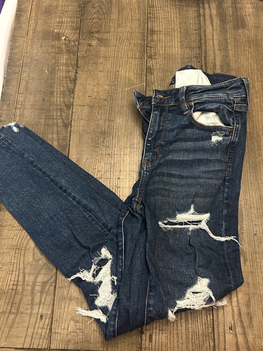 American Eagle Outfitters Slim Distressed Dark Blue Jeans